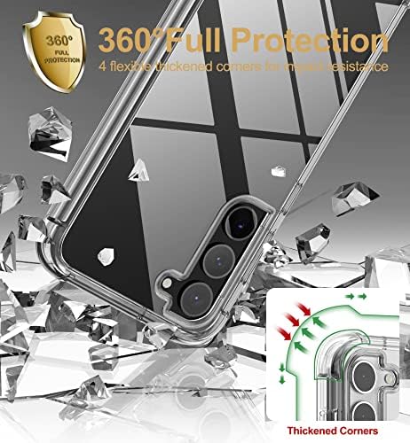 SURITCH Galaxy S23 Tiszta Ügy,[Beépített képernyővédő fólia] Teljes Test Védelem Kemény Héj+Puha TPU Lökhárító Ütésálló védőburkolat