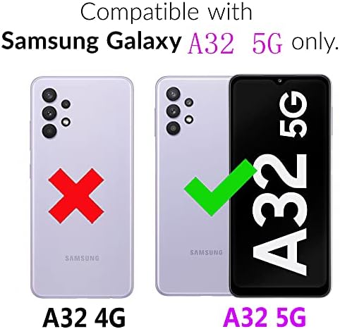 FDCWTSH Kompatibilis a Samsung Galaxy A32 5G Tárca Esetben Csuklópántot Zsinór Bőr Flip Cover Kártya-tartó Állvány mobiltelefon