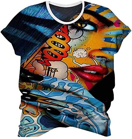uikmnh Női T-Shirt Rövid Ujjú Clasy Blúz Sleeve Puha Nyári Alkalmi Aranyos Művészeti Tunika