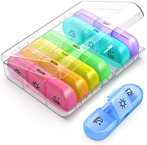AUVON Heti Tabletta Szervező 3-Szor egy Nap, Nagy 7 napos Gyógyszeres Doboz 3-Szor egy Nap, Külön Edénybe, Hordozható Tabletta