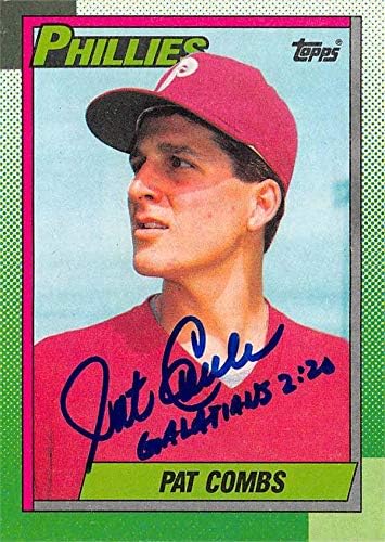Pat Combs dedikált Baseball Kártya (Philadelphia Phillies, 67) 1990 Topps 384 - Baseball Asztalon Dedikált Kártyák