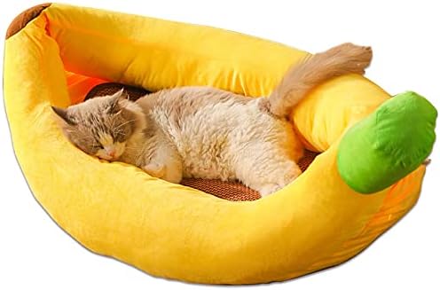 LÜZHONG Aranyos Csónak Alakú Banán Design Kutya Macska Ágy,Önálló Meleg, Nyugtató Pet Ágy Pet Kennel Puha Kutyus Heverő Kis
