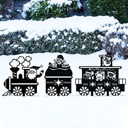 RealSteel Kültéri Karácsonyi Train Set – Ünnep Yard Díszek – Tél-Karácsony Szelleme Dekoráció – Télapó, Hóember, Manók &