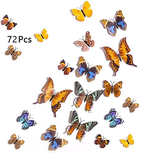 72 DB Pillangós Fali Matricák, 3D Mágneses Cserélhető Pillangós Fali Matricák hűtőmágnes Dekoráció, Freskók, a Gyerekek,