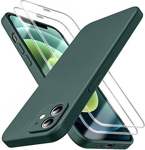 Dssairo 3 az 1-ben Kompatibilis az iPhone Mini Case 12,[Kamera Védelem], 2 Db Képernyő Védő,Vékony Folyékony Szilikon [Mikroszálas