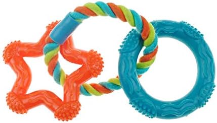 MPP Rope 'N Gyűrűk Kutya Fogászati Játékok Rugalmas Gumi Star & Gyűrű 8 Pick Narancs, vagy Kék (Narancssárga)