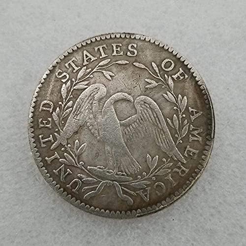 Antik Kézműves Amerika 1795 ezüstözött Réz, Régi Ezüst pénzt Ezüst Kerek Érme Gyűjtemény