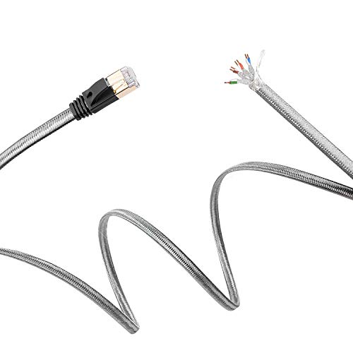 Nanxudyj Macska 7 Ethernet Kábel 15ft, Fonott Nylon CAT7 Árnyékolt Internet Kábel RJ45 LAN-Kábel nagysebességű Gigabit Hálózati