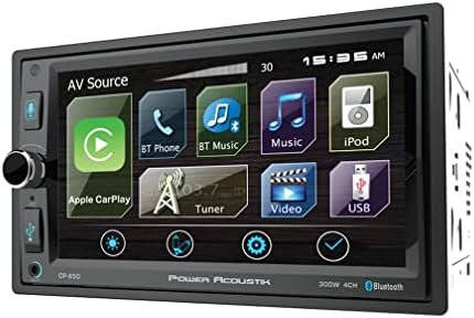 POWER ACOUSTIK CP-650 Dupla DIN-Bluetooth-Dash Digitális Média autórádió Vevő Érintőképernyős, Apple CarPlay, 6.5