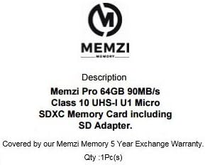 MEMZI PRO 64 GB Class 10 90MB/s Micro SDXC Memória Kártya SD Adapter HTC mobiltelefon Bolt