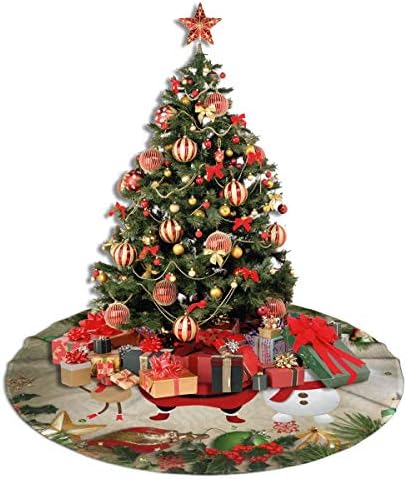 LVeShop Boldog Karácsonyt Barátok Karácsonyfa Szoknya Luxus Kerek Beltéri Kültéri Lábtörlő Rusztikus Karácsonyfa Ünnepi Dekoráció（30/36/48