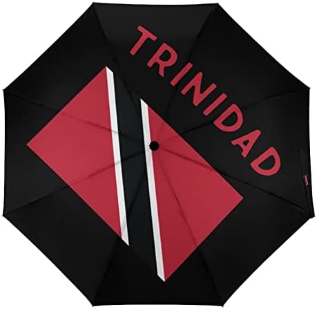 Trinidad Zászló 3 Redők Utazási Esernyő Anti-UV Szélálló Esernyők Divatos Auto Nyitott Esernyő