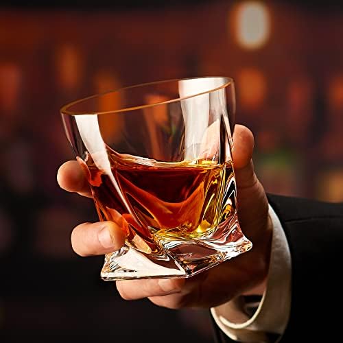 KITNATS Régi Whiskys Poharak 10 OZ Sziklák Szemüveg Készlet 4, díszdobozban - Barware A Whisky, Whiskey, Rum szemüveg, Whisky,