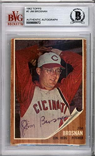 Jim Brosnan Dedikált 1962 Topps Kártya 2 Cincinnati Reds Beckett BAS 9889072 - Baseball Asztalon Dedikált Kártyák