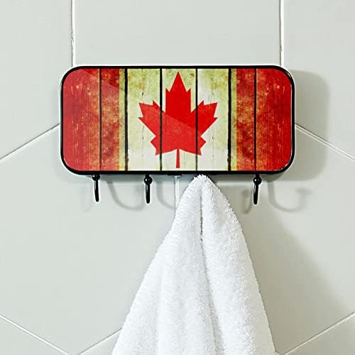 Törölközőt Jogosultja Falra Szerelhető Törölközőtartó Fürdőszoba Decor Fürdőköpeny Köntös Kabát Ruha Retro Fa Kanadai Zászló