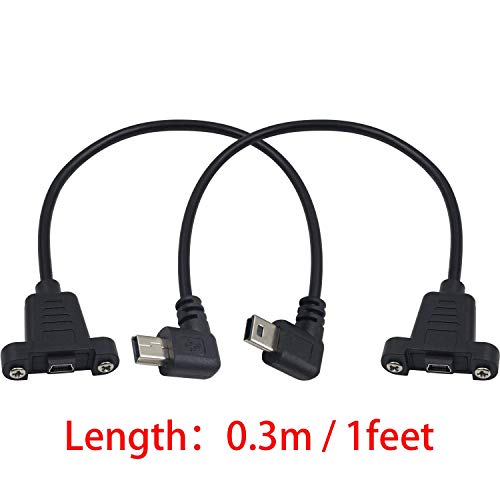 Poyiccot Mini USB Eextension Kábel, 90 fokkal Balra & derékszögű, Mini USB Panel Mount Típusú USB 2.0 Mini B Férfi-Mini B