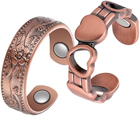 Feraco 4 Db Mágneses Réz Gyűrűk a Nők,99.99% Tisztaságú Mágneses Gyűrű,Réz Gyűrűk a Nők az Ízületi gyulladás illetve a Közös,Lympha,Állítható
