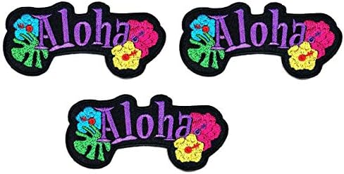 Umama Patch 3 Lila Levél Aloha Javítás Hawaii Beach Boldog Aloha Rajzfilm Vas A Hímzett Foltok Appliqués Tű Kézműves Gépi