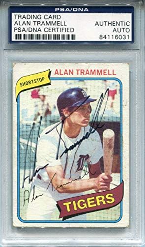 Alan Trammell Dedikált 1980 Topps Kártya (PSA) - Baseball Asztalon Dedikált Kártyák