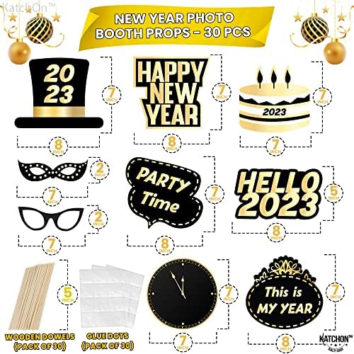Boldog Új Évet Dekoráció 2023 - Pack 61 | szilveszter Fotó Kellékek 2023 | Xtralarge Boldog Új Évet Udvaron Banner | Fekete-Arany