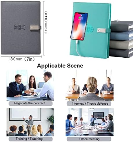 MHYFC Usb Töltő Notebook A5 Portfólió Binder Folio Szervező a 8000mah Mobile Power 16gu Lemez irodaszerek (Szín : Kék)