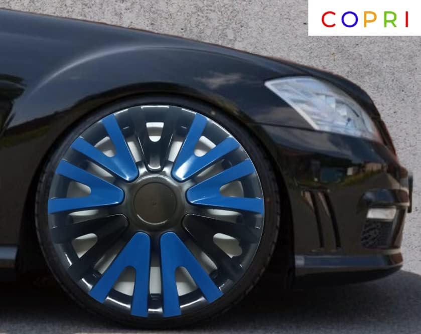 Copri Készlet 4 Kerék Fedezze 13 Colos Fekete-Kék Dísztárcsa Snap-On Illik Hyundai