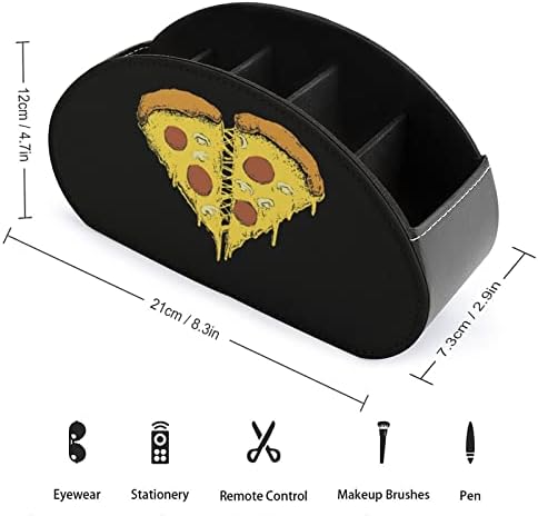 Pizza, Szív Nyomtatott Tv Távirányító Szervező Doboz Ellenőrzési Birtokosai PU Bőr 5 Rekeszes Tároló Tartály
