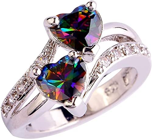 Szív Esküvői Csillogó Dupla Kő Cirkónia Gyűrű Ígérem, Szeretni Gyűrűk Születésnapjára Menyasszonyi Eljegyzés