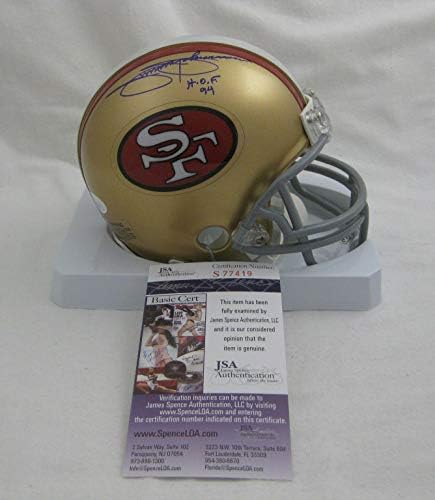 JIMMY JOHNSON aláírt/dedikált SAN FRANCISCO 49ers Mini Sisak w/HOF 94 - SZÖVETSÉG - Dedikált NFL Mini Sisak