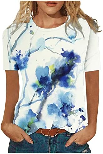 Sleeve Póló Tshirts a Nők Nyáron, Ősszel, Rövid Ujjú tusfestészet virágmintás Maximum Tshirts Lányok TJ