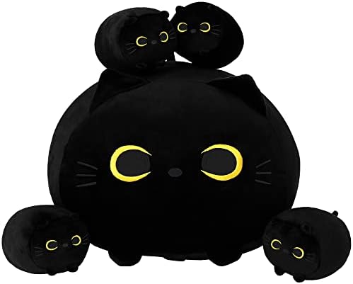 SQEQE Fekete Macska Plüss, Fekete Macska, Kitömött Állatok kitömött állatokra gerjed 4 Aranyos Babák Macska Plushies a hasába,