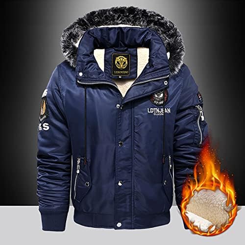 ADSSDQ Plus Size Kabát Férfi Hosszú Ujjú Alkalmi Téli Szabadtéri Kényelmes Kabát Nehézsúlyú Grafikus Meleg kapucnis felső