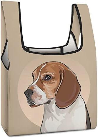 A Beagle Kutya Összecsukható Bevásárló Táskák Újrafelhasználható Bevásárló Táska Összecsukható a Csatolt Tok