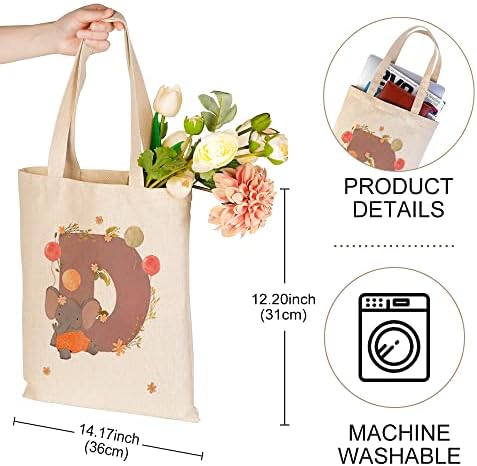 Virágos Vászon Tote Bags-Gravírozott Ajándék Nők számára a Kezdeti Név,Aranyos Állat Minták Esztétikai Bevásárló Utazási