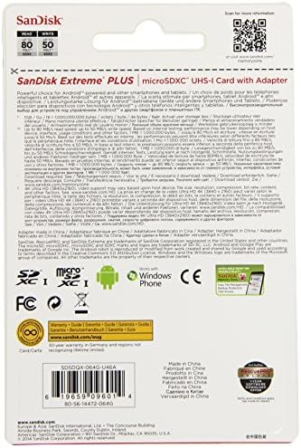 SanDisk Extreme Plus 64 GB UHS-I/ U3 Micro SDXC Memóriakártya Akár 80MB/s Adapterrel - SDSDQX-064G-U46A (Régebbi Változat)