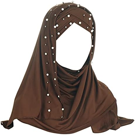 RARITYUS Nők Muszlim Hidzsáb a Strasszos Gyöngyök Puha Fejét Csavarja Sál, Kendő Iszlám Ramadan Hosszú Hejab