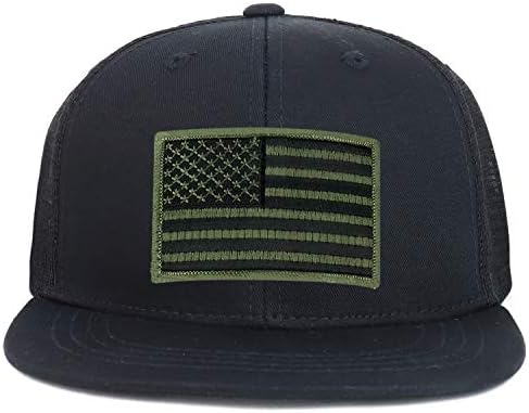 Armycrew Ifjúsági Gyerek Olive Amerikai Zászló, Javítás, Lapos Bill Snapback Cap Trucker