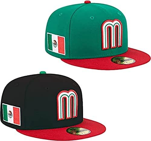 2DB Mexikó Baseball Sapka, 2023 World Baseball Classic Baseball Sapka, Mexikó Baseball Sapka Felszerelt Kalap (Zöld+Fekete)