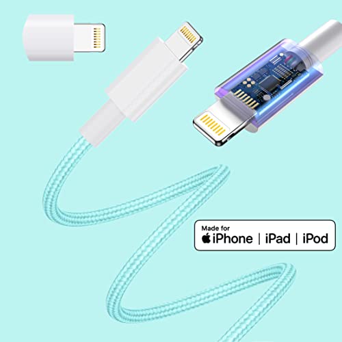 [4-Pack 6ft],4Colored Lightning Kábel, Töltő iPhone Nylon Zsinór Kábel, Apple Mpi Hitelesített Apple Töltő, iPhone 13/12/11/SE/Xs/XS