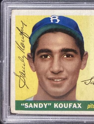 Sandy Koufax Aláírt 1955 Topps 123 Újonc Kártya Dodgers HOF Autogramot PSA/DNS - Baseball Asztalon Dedikált Kártyák