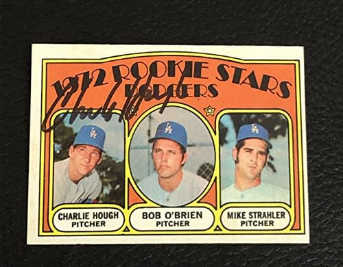 Charlie Hough 1972 Topps Újonc Aláírt Dedikált Kártya 198 Dodgers Baseball Asztalon Dedikált Kártyák