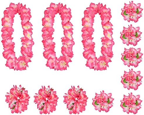 12 Db Rózsaszín Hawaii Virágfüzérek a Ballagási Buli, Tánc, Buli, Fotó Kellék a Szabadban (Rózsaszín), (12)