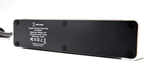 Lexuma XStrip - AMERIKAI Típusú 15A Aljzat elosztó Túlfeszültség Védő 3 Üzletekben, 4 USB Port Mini USB elosztó